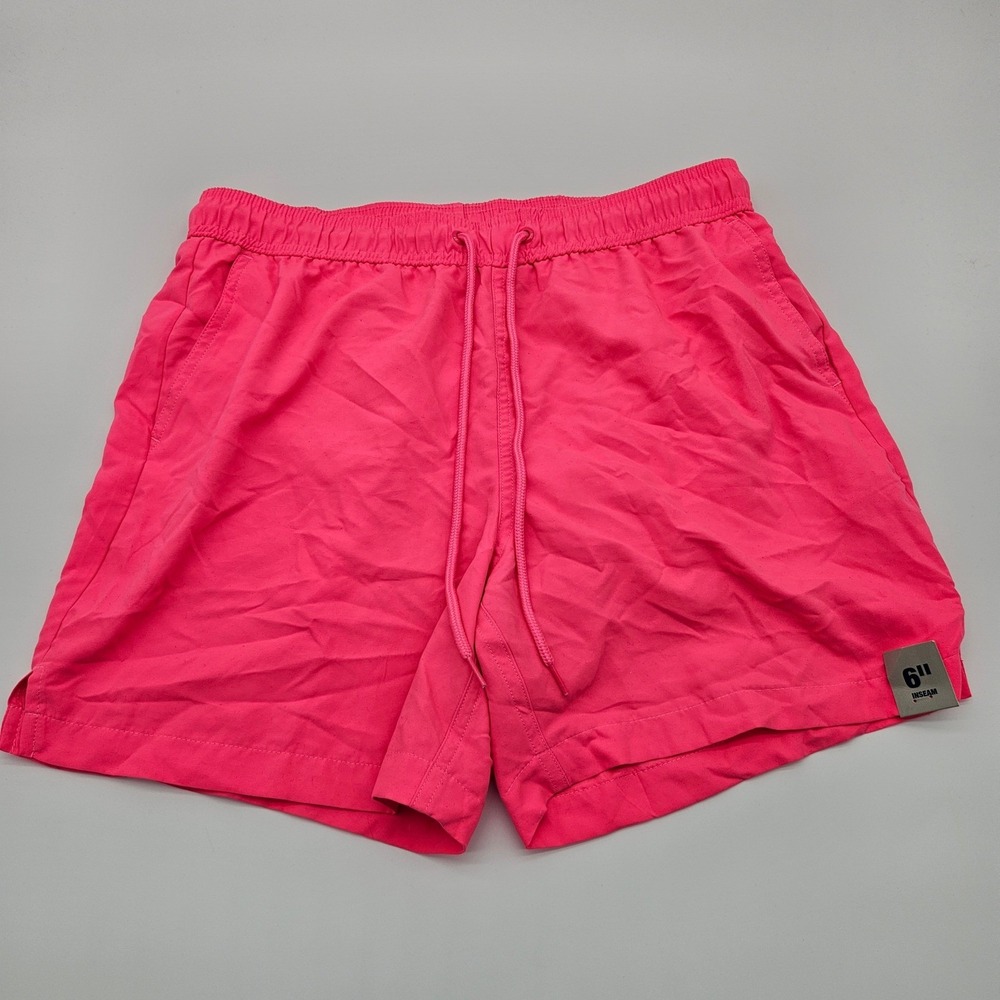 George‎ Men's Swim Trunks Supercharge Pink Elastic Waist 6 Inch Inseam Size M